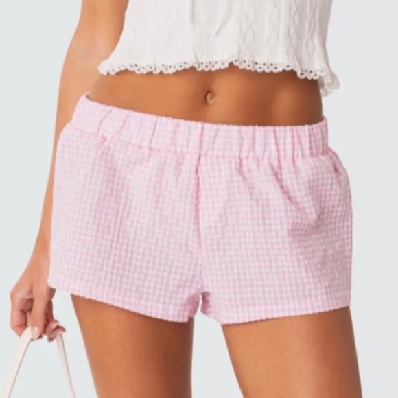 Edikted Gingham Boxer Shorts - Picture 4 of 11